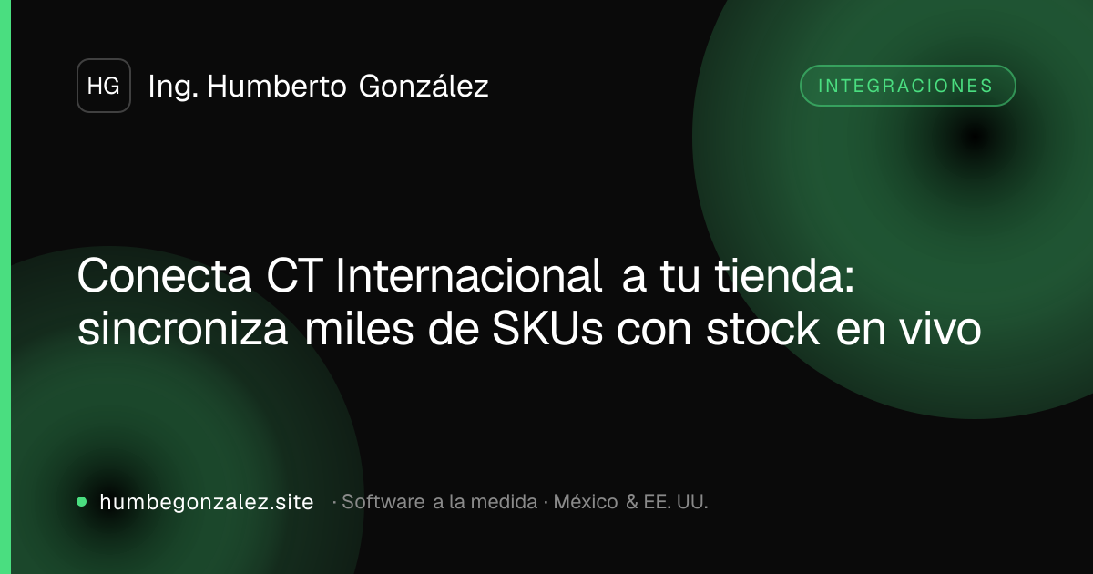 Conecta CT Internacional a tu tienda: sincroniza miles de SKUs con stock en vivo