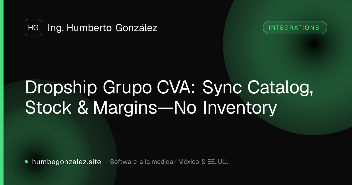 Dropship Grupo CVA: Sync Catalog, Stock & Margins—No Inventory