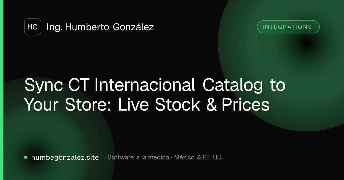 Sync CT Internacional Catalog to Your Store: Live Stock & Prices